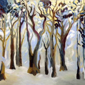 Dancing Winter Trees oils on canvas 16x20