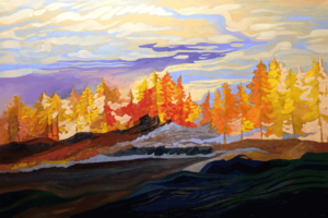 Tamaracks On Lake Pend Oreille oils on canvas 36x48